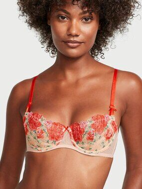34DD Victoria Secret Dream Angels Unlined Push Up w/out Padding Embroidered Bra